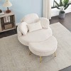 61 inches beige comfortable seat small sofa with small end table - image 3 of 4