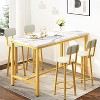 Hooseng Modern Farmhouse Style 5 Piece Dining Table Set with MDF Top, Metal Frame and Upholstered Bar Stools, 4-Person Dining Room Table Set for 2 - 4 of 4
