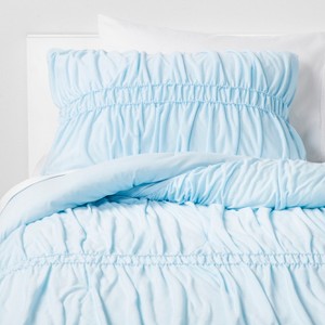 2pc Twin Ruched Jersey Comforter Set Light Blue - Pillowfort , Green Blue