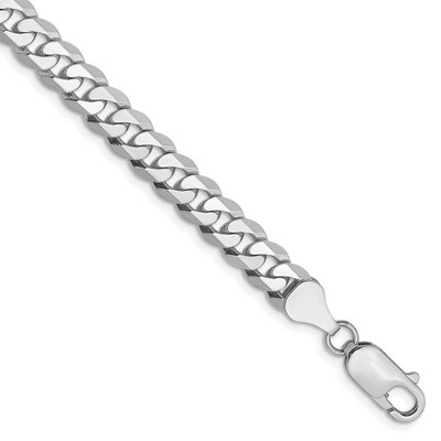 Black Bow Jewelry Men's 6.25mm, 14k White Gold, Flat Beveled Curb Chain Bracelet