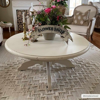 Cream Geometric High-Low Polyester Area Rug 5'3" x 7'