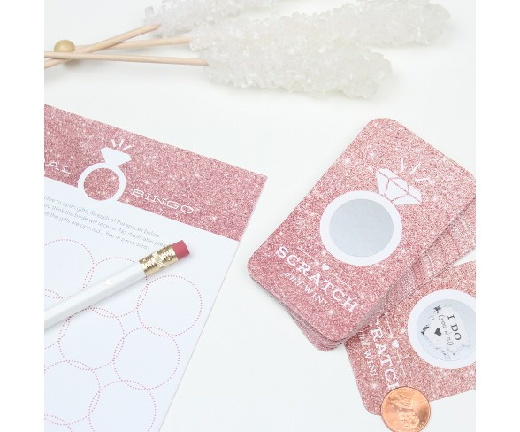 24ct Glitter Scratch Off Game Cards Rose Copper