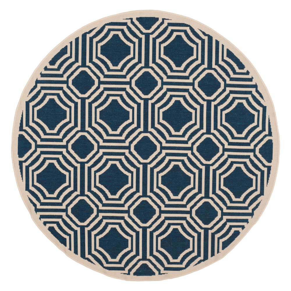  Round Hamina Outdoor Patio Rug Navy/Beige
