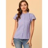 INSPIRE CHIC Women's Dots Print Ruffle Neck Short Sleeve Button Up Shirts - 2 of 4
