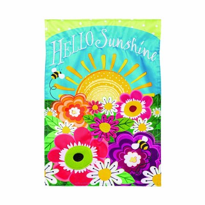 Hello Sunshine Multicolor Applique Garden Flag 12.5 x 18 Inches