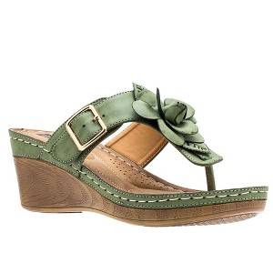 GC Shoes Flora Flower Comfort Slide Wedge Sandals - 1 of 4