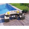 Outdoor 9-Pieces Seating Set, Patio Round Sofa Set with Glass Tabletop, Wicker Sofa with Steel Frame and Removable Cushions–Cuddlewood - 3 of 4