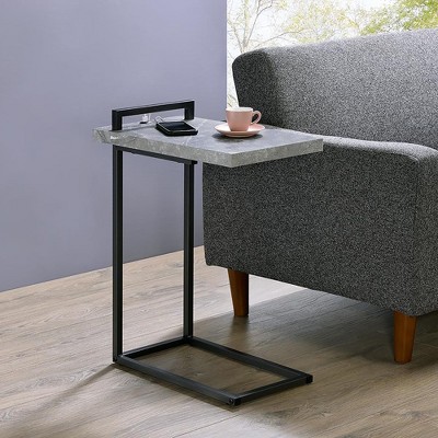 Gunmetal C-Table with USB Charging Port, Modern Design for Living Room or Seating Area
