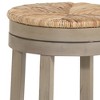 HomeRoots 24" Natural and Gray Rush and Solid Wood Backless Counter Height Swivel Bar Chair - 4 of 4