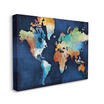 Stupell Industries World Map Modern Rainbow Textured Design