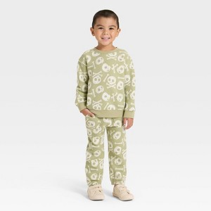 Toddler Boys' Halloween Fleece Sweatshirt and Pants Set - Cat & Jack™ Olive 2T - 1 of 4