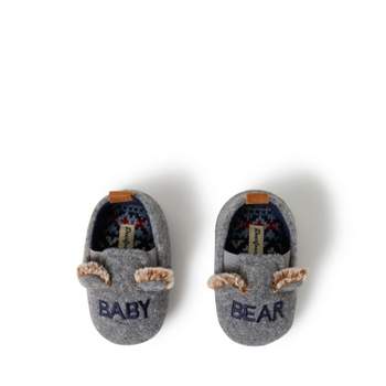 Dearfoams Baby Unisex Grey Felted Baby Bear Closed Back Slippers