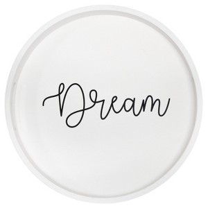 HomeRoots 14" White And Black Dream Round Serving Tray With Handles - 1 of 4