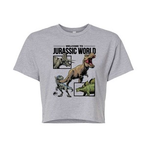 Women's - Jurassic Park - Welcome To Jurassic World Dino Cropped Graphic T-Shirt - 1 of 4