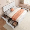 Full Size Bed Frame with 4 Storage Drawers and Headboard, Linen Upholstered Platform Bed Frame with Wooden Slats Support, Button Tufted Design, Grey - 3 of 4