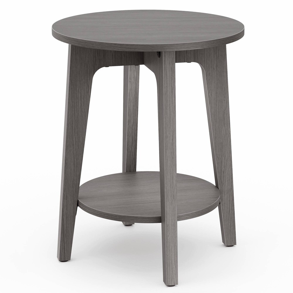 Photos - Dining Table Round Coffee Table with Lower Shelf Gray - Vasagle