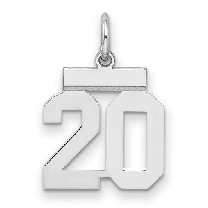 Black Bow Jewelry Sterling Silver, Athletic Collection, Small Polished Number 20 Pendant - 1 of 3