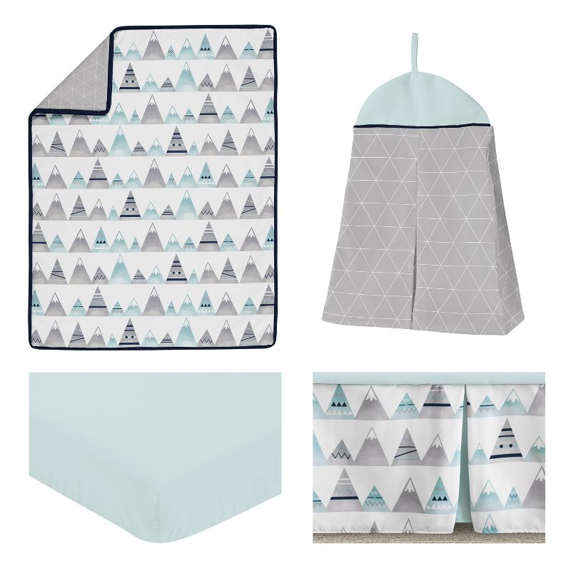 Sweet Jojo Designs Boy or Girl Gender Neutral Unisex Baby Crib Bedding Set - Mountains Grey and Blue 4pc, 3 of 8