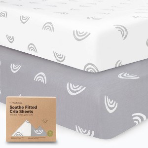 KeaBabies 2pk Soothe Fitted Crib Sheets Neutral, Organic Baby Crib Sheets, Fits Standard Nursery Baby Mattress - 1 of 4