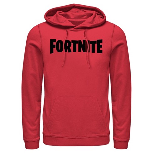 Men s Fortnite Simple Black Logo Pull Over Hoodie Red Small