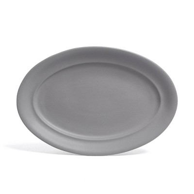 over&back Rimmed Oval Hand-Finished Stoneware Serving Platter Semi-Matte