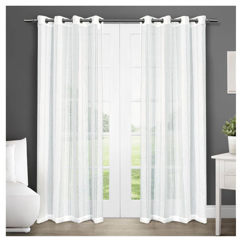 Set of 2 Apollo Sheer Window Curtain Panels White - Exclusive Home, 1 of 6