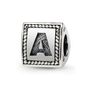 Black Bow Jewelry Triangle Block, Letter A Sterling Silver Bead Charm - 1 of 3