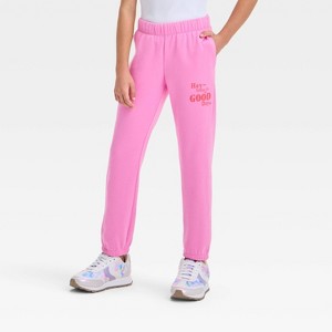 Kids' Fleece 'Great Day' Sweatpants - Cat & Jack™ Pink - 1 of 4