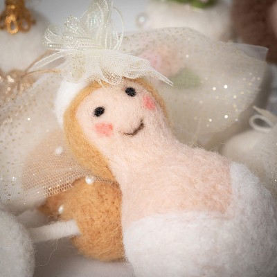Multicolor Felt Wedding Ornament Set with Wool Details