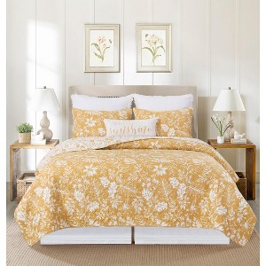 C&F Home Everview Gold Cotton Blend King Bed 3-Piece Quilt Set - 1 of 1