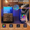 NightStand with Charging Station, LED Bedside Table with 2 Fabric Drawers, Storage Shelf, 3 USB Ports and 2 Outlets - 4 of 4