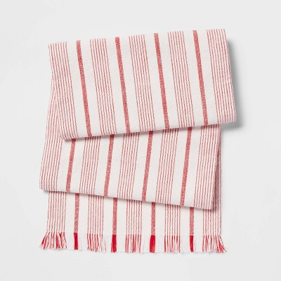 72" x 14" Cotton Striped Table Runner Red - Threshold™