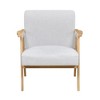 Fabric Upholstery Solid Rubberwood Contemporary Wood-Arm Accent Chair with Dacron Foam Seat, Attached Cushions and Natural Finish Frame - 2 of 4
