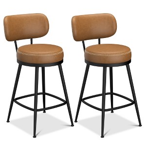 Dyonery 26.3" H Bar Stools Set of 2/4,Faux Leather Counter Height Bar Stools,Modern Backless/Back Counter Stools for Kitchen Island,Home Bar - 1 of 4