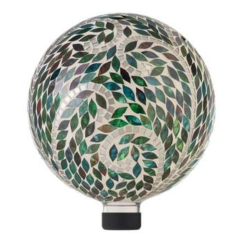 12" Mosaic Glass Gazing Globe with Scroll Pattern - Alpine Corporation
