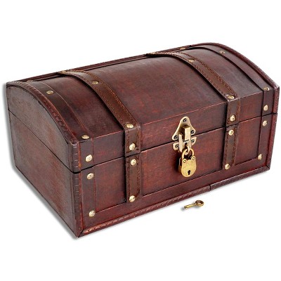 Vintiquewise Small Pirate Style Wooden Treasure Chest : Target