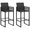 vidaXL Patio Bar Stools 2 pcs Black Poly Rattan - 2 of 4