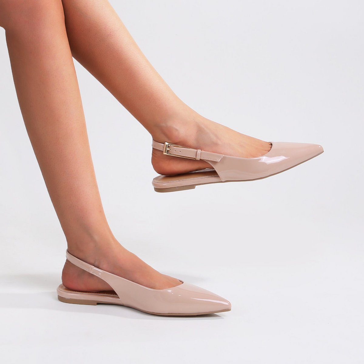 Обувь BERNESS Women's Caitriona Glossy Pointed Toe Slingback Flats Pink 6 — фото 6