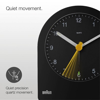 Braun Black Classic Analog Alarm Clock with Luminous Hands
