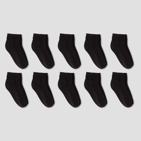 Boys' 10pk Athletic Ankle Socks - Cat & Jack™ Black S