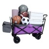 FURNIinspire Outdoor Serving Carts 480Lbs Collapsible Wagon with Canopy Lightweight Foldable Wagon with Mosquito Net, Purple, 45.28"*22.83"*38.78" - 2 of 4