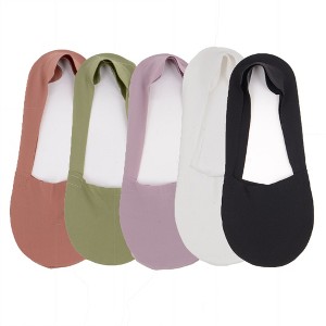 Anna-Kaci 5 Pairs Women Ice Silk Low Cut Liner Socks Deep Cut Design Anti-Slip Cotton Sole Breathable Invisible Socks for Flats - 1 of 4