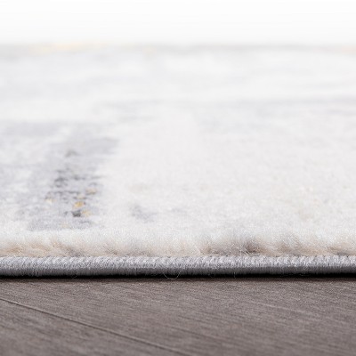 Yellow and Gray Abstract Stain-Resistant Synthetic Area Rug 5' x 7'