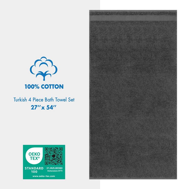 American Soft Linen Bekos 4 Pack Bath Towel Set, 100% Cotton Bath Towels for Bathroom, 4 of 8