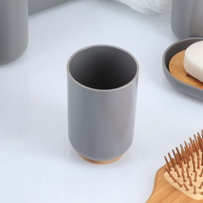 Evideco French Home Goods Elegant Bamboo-Based Bathroom Tumbler – Modern Vanity Cup, Ideal for Toothbrush Holder or Countertop Organizer