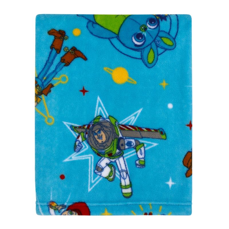 Disney Toy Story It's Play Time Blue, Green, Red and Yellow Woody, Buzz and The Toys Super Soft Toddler Blanket, 1 of 6