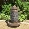 Teamson Home Outdoor Cobblestone and Sphere Waterfall Fountain with LED Lights, Gray - 2 of 4