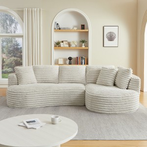 Dolonm 121" Modern Curved L-shaped Sofa,Compression Boneless Sofa,Minimalist Design,Corduroy Fabric,No Assembly,for Living Room,Bedroom - 1 of 4