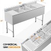 winado 3 Compartment 304 Stainless Steel Bar Sink With Double Drainboard - 2 of 4
