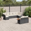 vidaXL 9 Piece Patio Sofa Set with Cushions Black Poly Rattan - Black and Cream Without Table - 2 of 4
